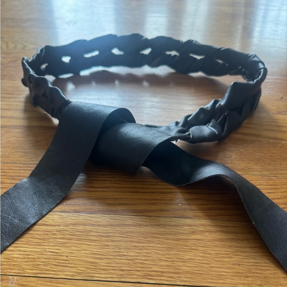 NWT Chic Dark Brown Braided Leather Belt